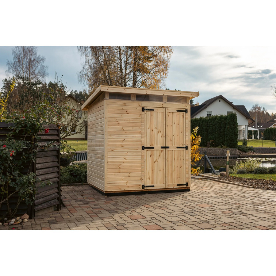 UPYARD Holz-Gartenhaus Strongbox Natur mit Pultdach und modernem Design, Unbehandelt, B/T/H: 190 x 76 x 225 cm - Bild 2