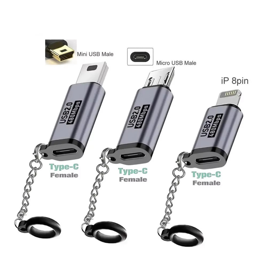 USB-C zu Micro-USB und Lightning Adapter Set für iPhone, Samsung und Xiaomi - Bild 2