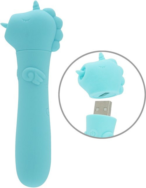 Minivibrator Unihorn in Turquoise mit USB-Stecker, B/T/H: 20,5 x 2,7 cm - Bild 1