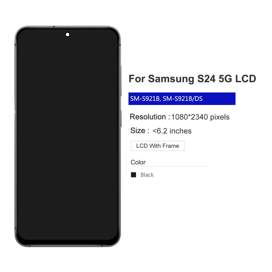 Samsung S24 LCD Display Touchscreen Digitizer Ersatzteil Montage in Schwarz für SM-S921B und SM-S921U mit 4G und 5G Unterstützung - Bild 3