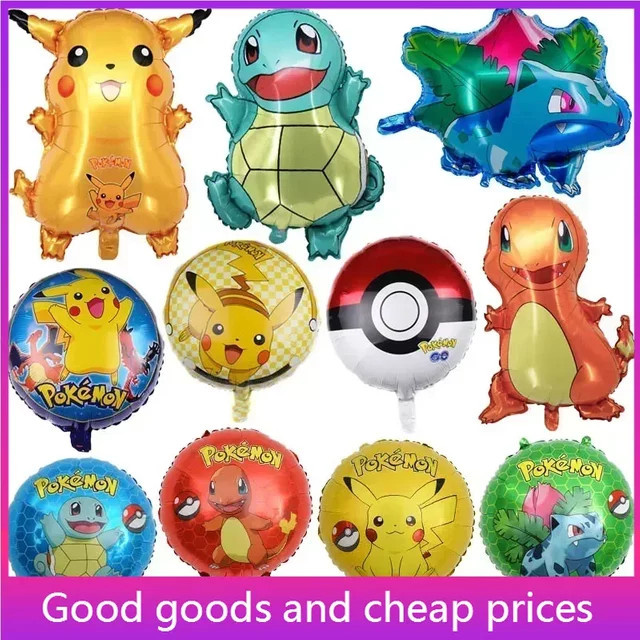 Potdemiel Pokemon Aluminium-Ballons Pikachu Squirtle Bulbasaur für Kindergeburtstag und Party-Dekoration - Bild 1