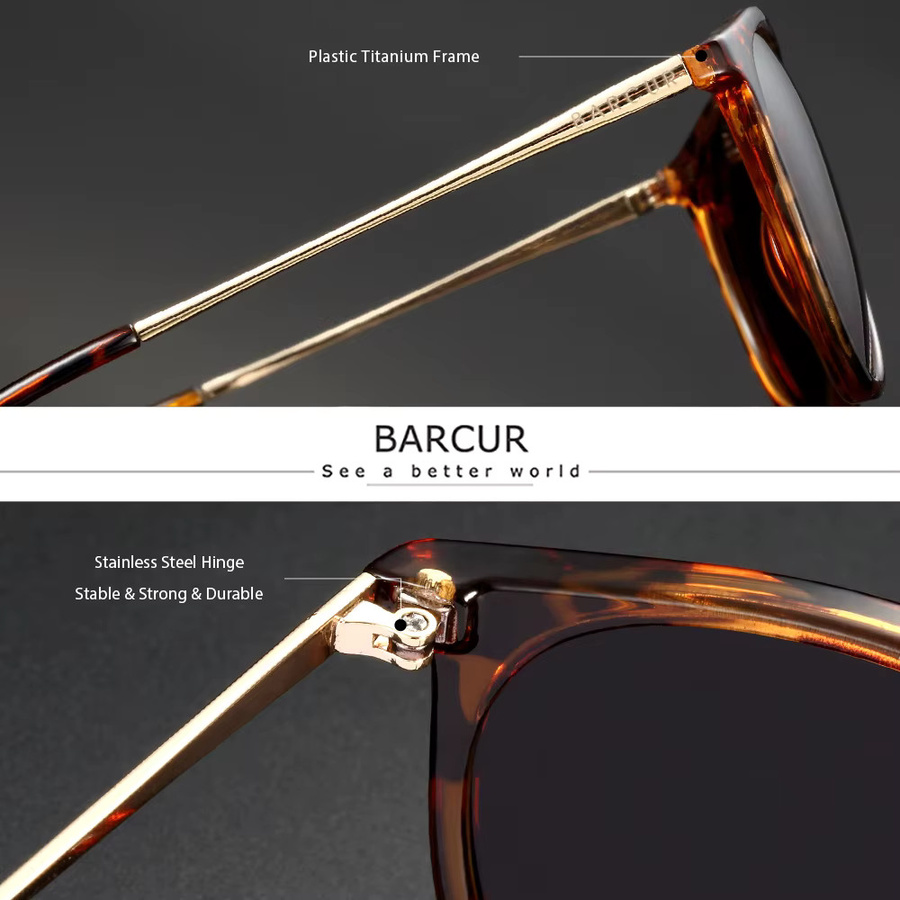 BARCUR Sonnenbrille, rund, Vollrand, Titan, braun, Unisex, polarisiert - Bild 2