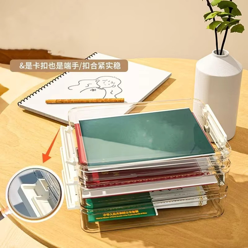 Transparente A4 Papier-Organisationsbox aus Kunststoff zur Aufbewahrung von Dokumenten und Zertifikaten - Bild 4