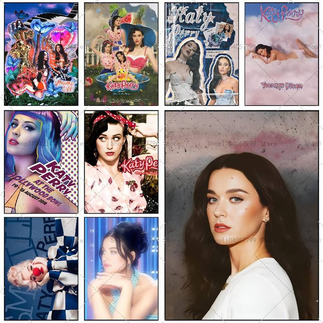 Selbstklebender Wandaufkleber Katy Perry Poster, wasserfeste Wandkunst in Mehrfarben, Rechteckig, B/H: 15,0 x 15,0 cm - Bild 1