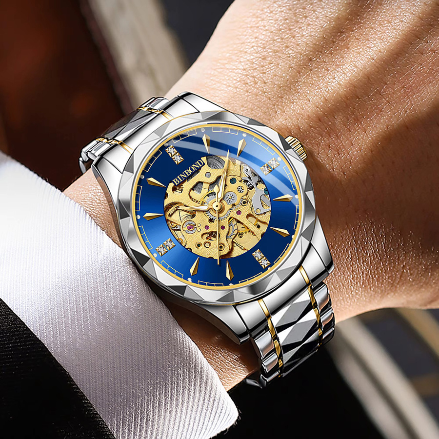 BINBOND Armbanduhr Automatik, Edelstahl, Blau, Herren - Bild 2