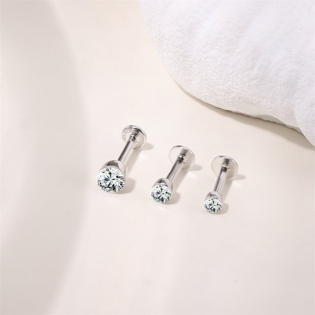 Aide Piercing-Ohrringe, 925 Silber, Moissanit, Damen - Bild 1