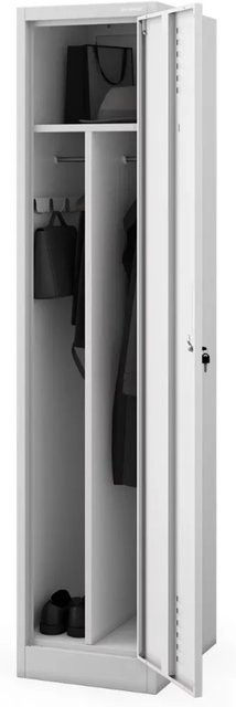 JAN NOWAK Umkleideschrank KACPER Spind aus Metall mit 1 Abteil und Etikettenhalter in Grau, H x B x T: 180 x 40 x 50 cm - Bild 1