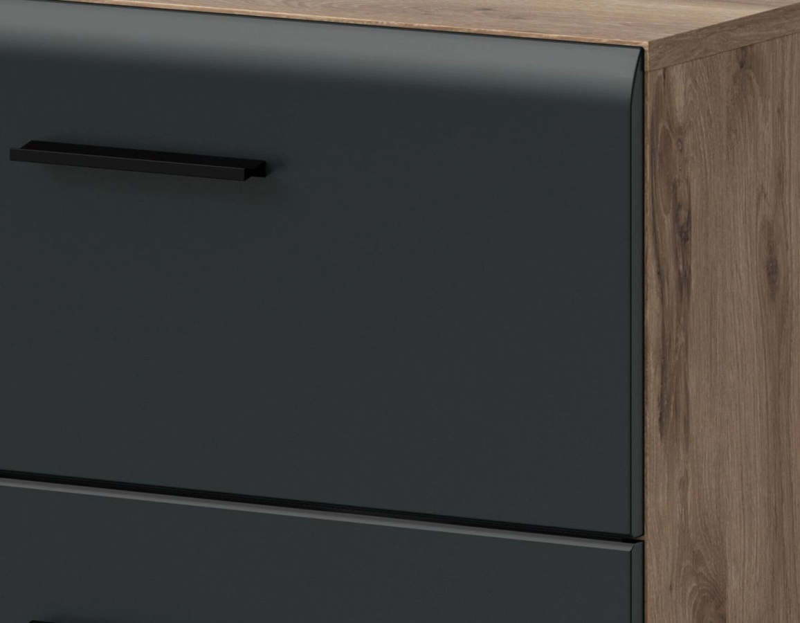 Badmöbel Set Cover von Inn.Furn in Schwarz und Eiche, 3-teilig, modern, Breite: 135 cm, Höhe: 185 cm, Tiefe: 30 cm - Bild 3