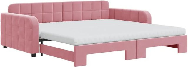 vidaXL Tagesbett ausziehbar mit Matratze in Rosa aus Samt, B/T/H: 100 x 200 x 71 cm - Bild 1