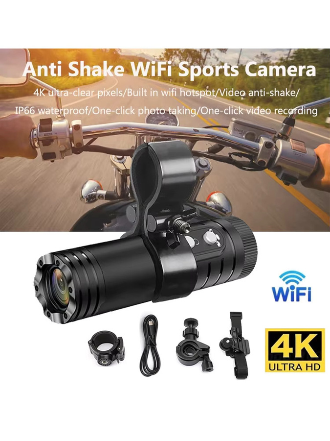 Luxuglow 4K Ultra HD Action Cam mit WiFi, Wasserdichte Outdoor Kamera in Schwarz für Jagd, Sport und Motorrad - Bild 6