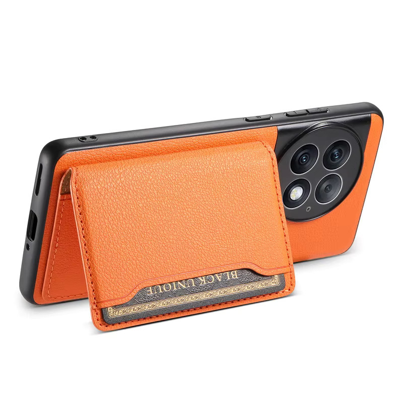 EUCAGR Luxus Business Leder Schutzhülle mit Halterung für OnePlus 13 12 11 12R Ace 3 Pro CE3 Lite Nord N30 in Schwarz und Orange - Bild 4