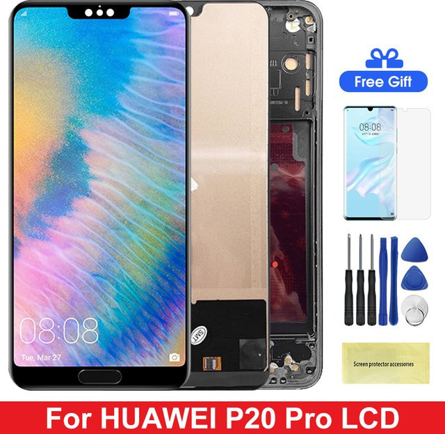 Huawei P20 Pro Ersatz LCD Display Touchscreen mit Rahmen in Schwarz für CLT-L09 und CLT-L29 - Bild 1