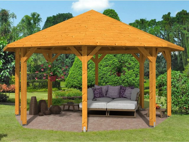 SKANHOLZ Pavillon Nice 3 aus Leimholz in Eiche hell und Beige B/T/H: 557 x 557 x 347 cm - Bild 3