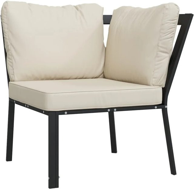 Furnicato Gartenstuhl aus Stahl mit sandfarbenen Kissen, Schwarz, B/T/H: 76 x 76 x 79 cm - Bild 1