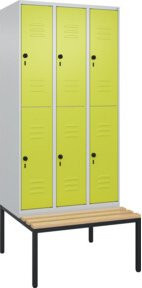 C+P Doppelstock-Spind Classic PLUS Sitzbank mit 3 Abteilen, Buche-Hartholz, B/T/H: 212,0 x 90,0 x 81,5 cm - Bild 1