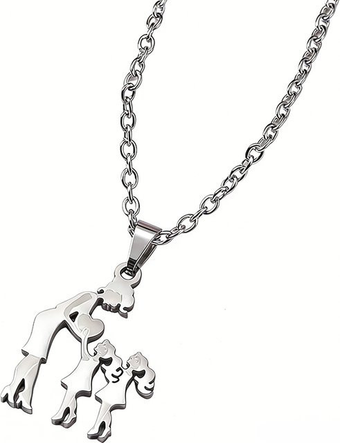 konminry Halskette Edelstahl, Mutter-Kind-Herz, Silber, Unisex - Bild 1