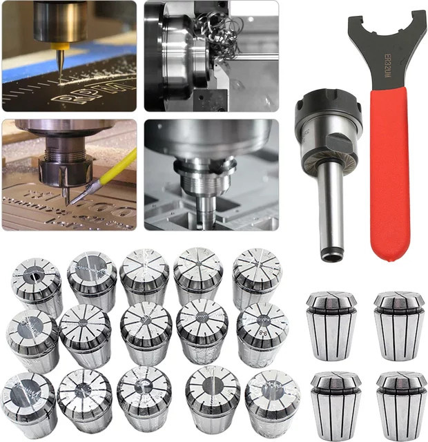 Bymaocar 21-teiliges MTB2 ER32 M10 Federspannzangen-Set mit Morsekegel und Spannzangenfutter für CNC-Fräswerkzeuge - Bild 1