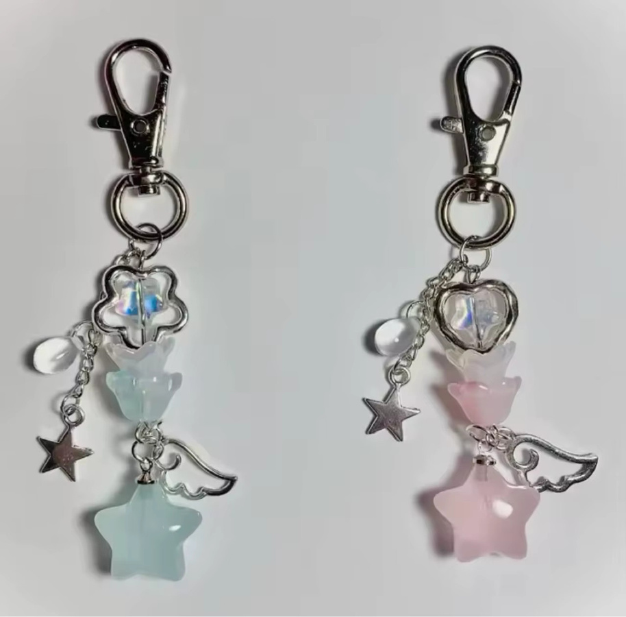 YiYuYiHua Jelly-Star-Charm-Schlüsselanhänger, rosa und blau - Bild 1