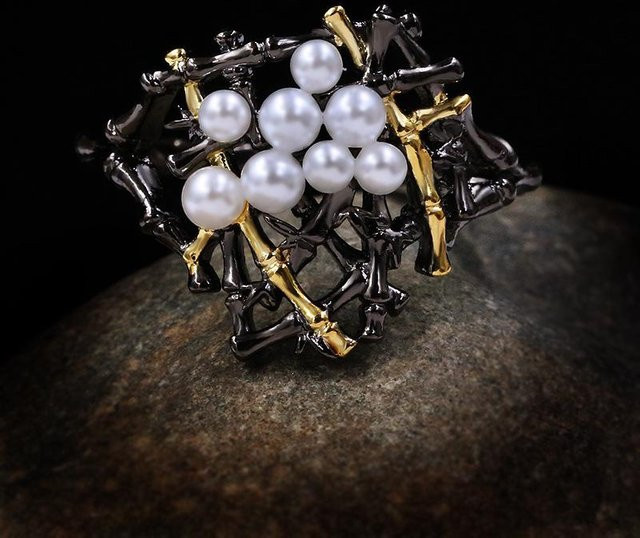 YIRAN Jewelry Barockperlenring, Kupfer, Perle, Zirkonia, Damen, Ringgröße 8 - Bild 1