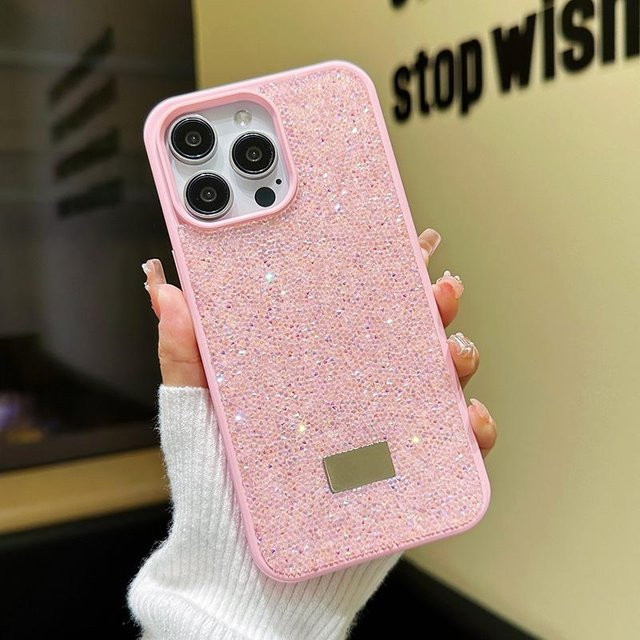 Stilvolle und stoßfeste Strass-Telefonhülle für Apple iPhone in Rosa - Bild 1