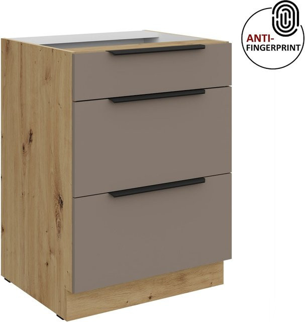 Küchenunterschrank ARIA in Sandgrau matt mit Anti-Fingerprint-Beschichtung, Breite: 60 cm - Bild 1