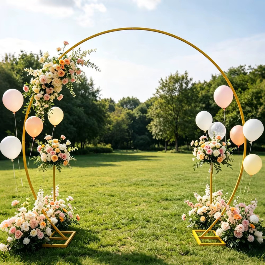 HGTUGO Runder Ballonbogen aus Metall in Gold als Kreisständer für Hochzeiten, Geburtstage und Partys, Durchmesser: 2 m - Bild 2