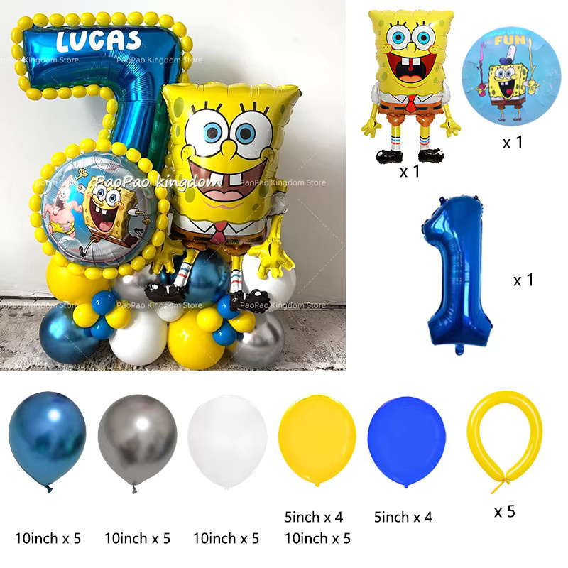 Potdemiel SpongeBob Party Dekorationsset mit Patrick Star Folienballons und bunten Latexballons für Kindergeburtstage - Bild 2