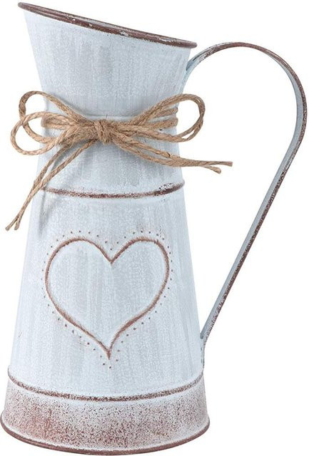 CosyHome Vintage Blumenvase aus Eisen in Weiß, rustikaler Blumentopf für Tisch und Wohnzimmer - Bild 1