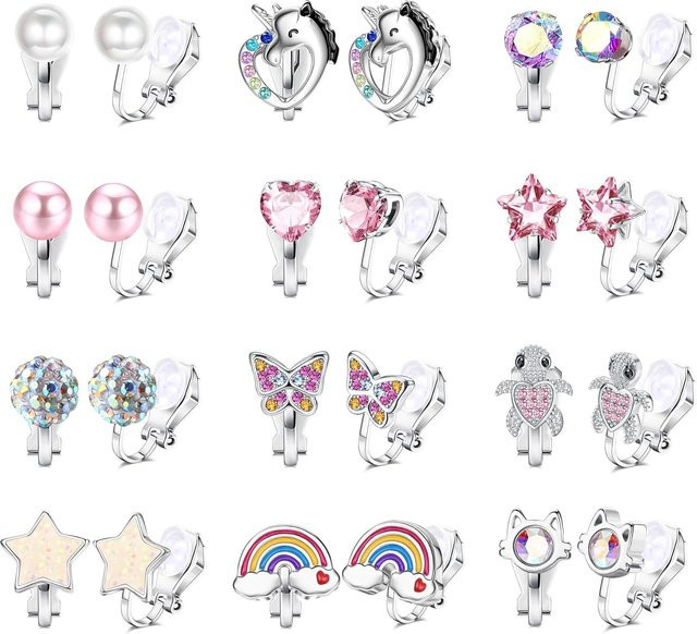Drperfect Ohrclips, 12 Paar, Silber, Messing, Zirkonia, Perle, Damen - Bild 1