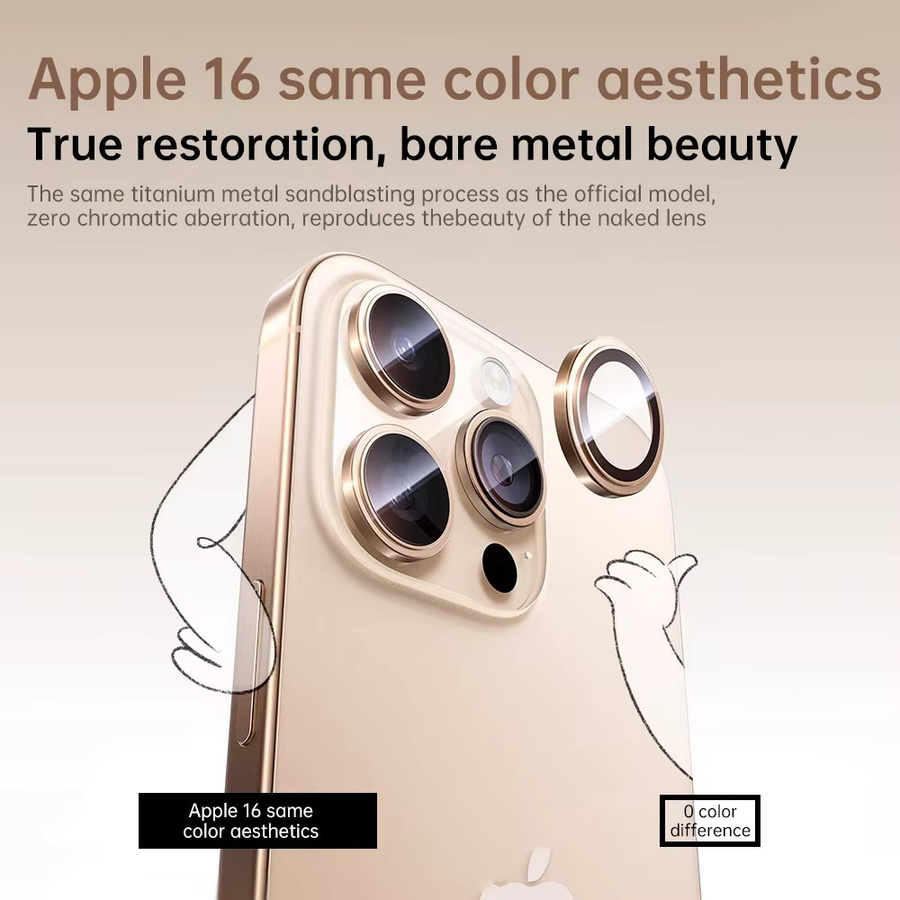 9H Metall Kamera Objektiv Schutz Abdeckung für Apple iPhone 17 Pro Max Air in Orange, HD Kratzfestes Objektivglas zur Vollabdeckung - Bild 4
