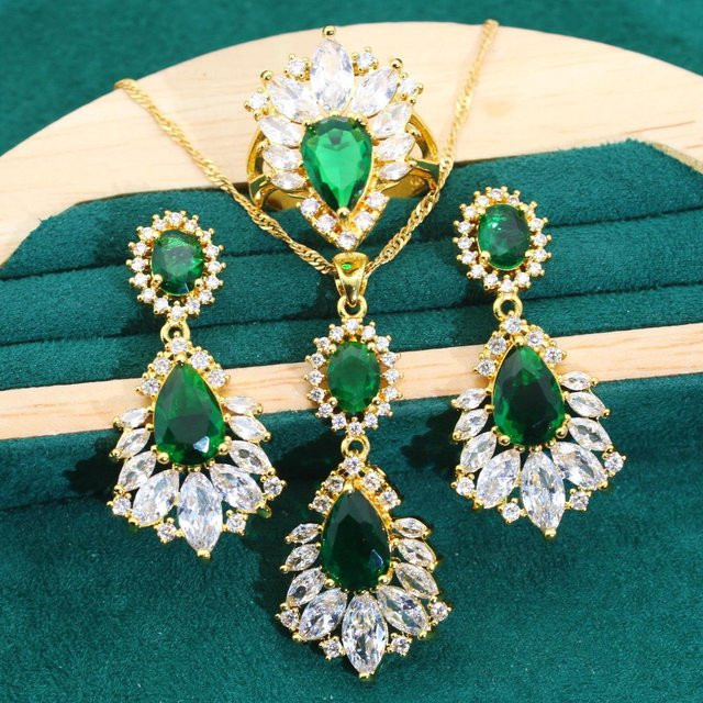 YIRAN Schmuckset, Kupfer, Gold, Zirkonia, Unisex - Bild 1