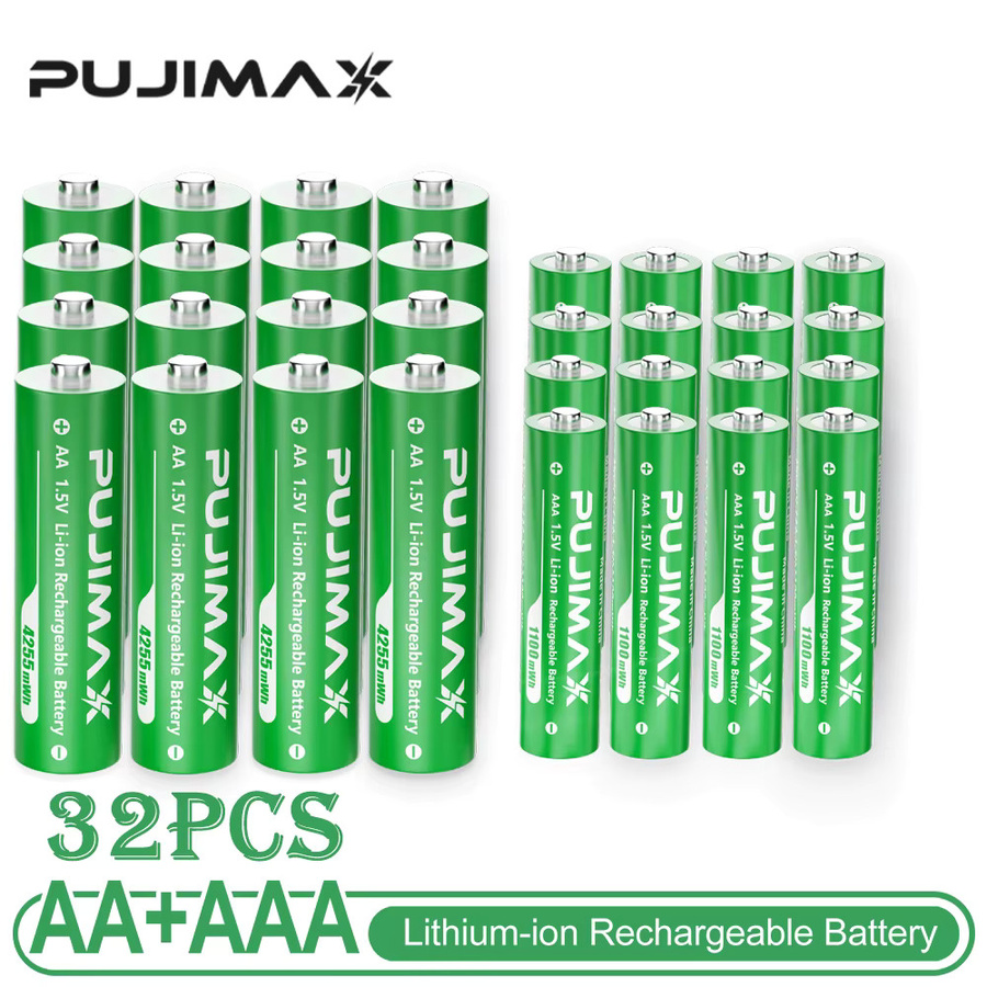 PUJIMAX Lithium-Ionen-Akkus Set in Grün mit hoher Kapazität: AA 1,5V 4255mWh und AAA 1100mWh für Fernbedienungen, Mäuse und Spielzeuge - Bild 4