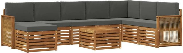 vidaXL Sofagarnitur aus Massivholz Akazie in Anthrazit mit Latten-Design und Armlehnen - Bild 1