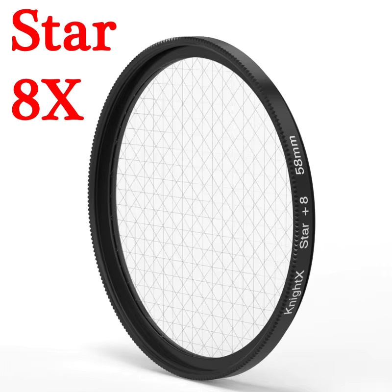 KnightX Special Effects Star Line Kameraobjektivfilter für Canon Sony Nikon in Schwarz mit 52 mm, 58 mm, 67 mm oder 77 mm Durchmesser - Bild 4
