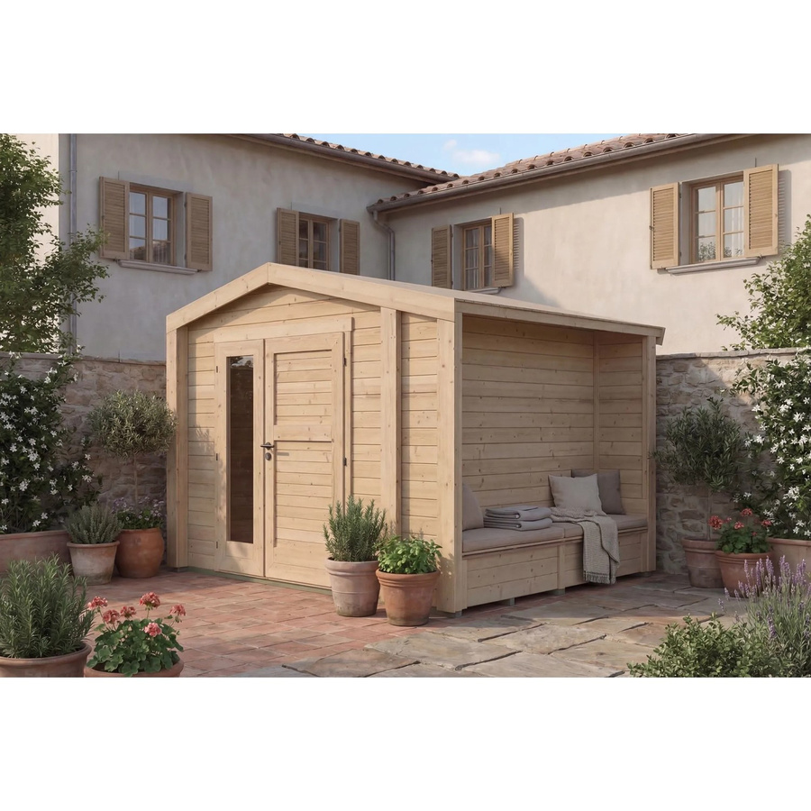 Weka Holz-Gartenhaus Killarney mit Satteldach in Braun, B: 311 cm, T: 263 cm, H: 241 cm - Bild 2