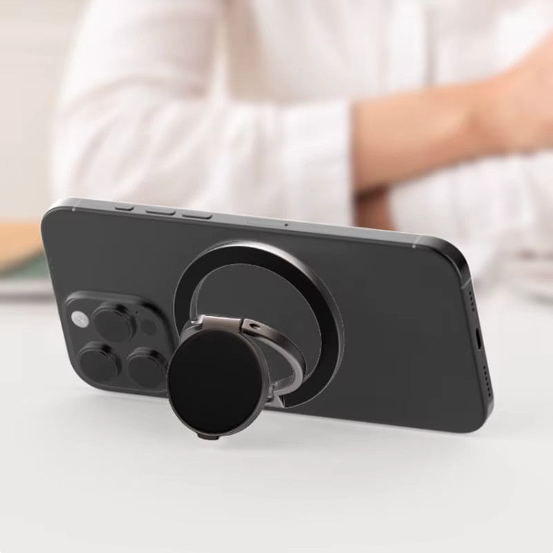QGhappy Magnetischer Dual-Ständer für iPhone 16 15 Pro und Samsung – Metall-Fingerringhalter mit MagSafe Kompatibilität in Silber - Bild 4