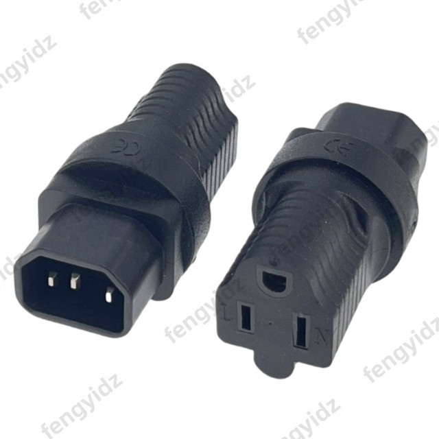 Fengyidz Reise-Netzteil Adapter von NEMA 5-15R Buchse auf IEC 60320-C14 Stecker, Schwarz - Bild 1