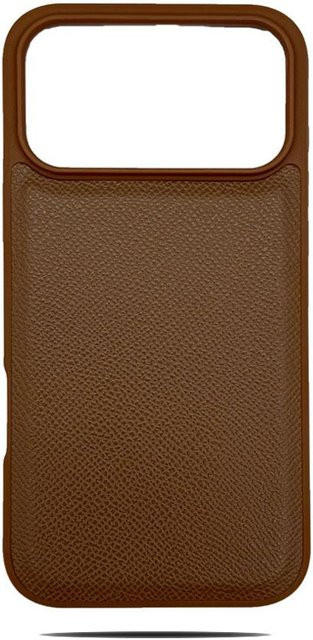 Personalisierte Magnetische iPhone Handyhülle aus PU Epsom Leder mit Goldfolien-Initialen für iPhone 18 17 16 15 Pro Max in Braun und Gold - Bild 1