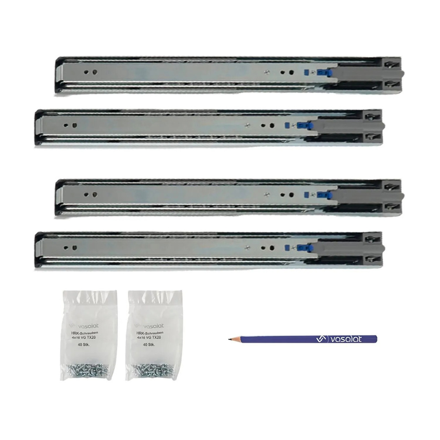 vasalat Kugelauszug Softclose Vollauszug mit Dämpfung, Farbe: Silber, 2 Paar, Länge: 350 mm - Bild 2