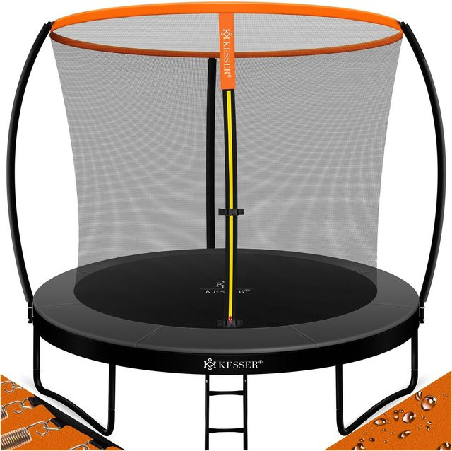 KESSER Gartentrampolin als Komplettset mit Sicherheitsnetz, Leiter und Randabdeckung, TÜV Rheinland GS zertifiziert, belastbar bis 150 kg - Bild 1