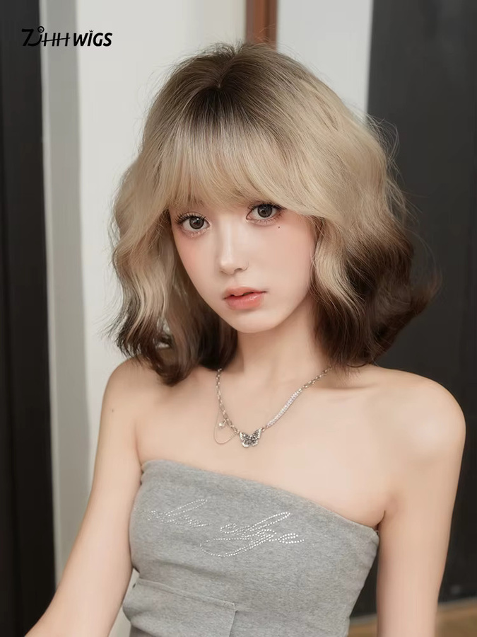7JHH WIGS Wasserwellen-Perücke Schwarz Ombre Blond, Damen, Synthetisch - Bild 6