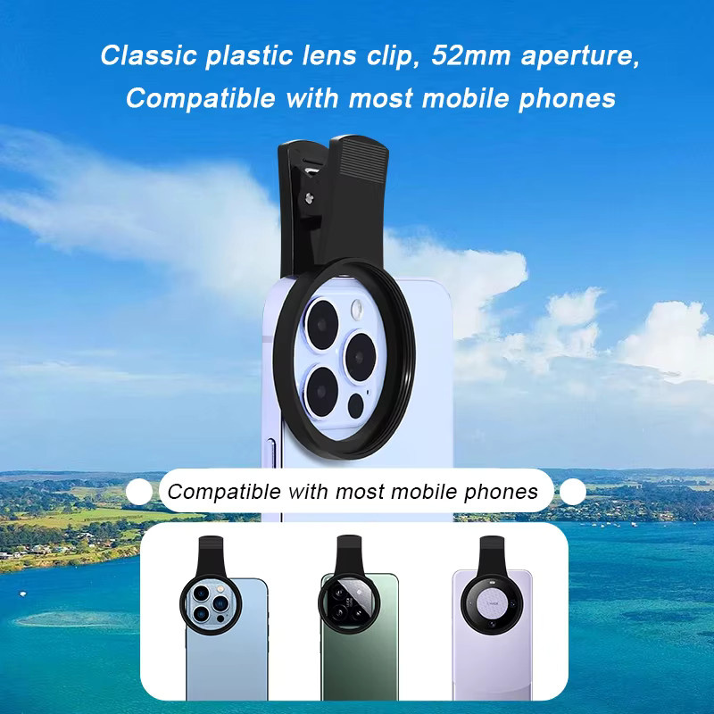 OBKEY CPL Polarisations-Filter Set für iPhone und Smartphone, 52mm kreisförmiges Glas-Objektiv zur Reflexionsvermeidung, Schwarz - Bild 3