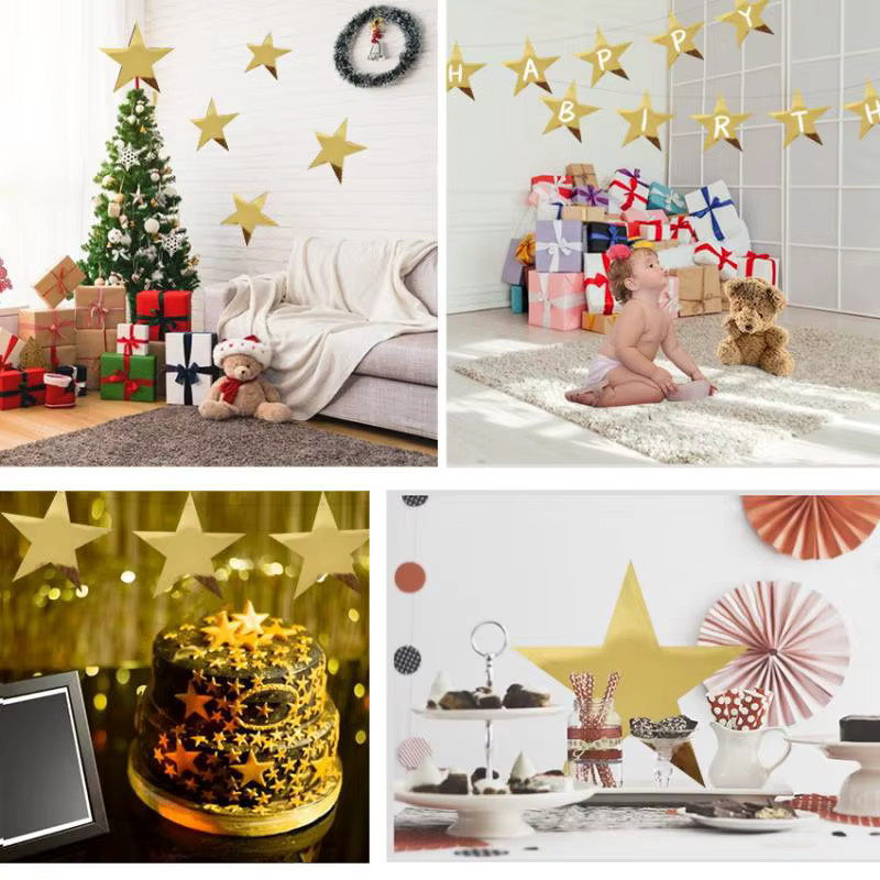 Glänzende Goldfolie Sternausschnitte als beschreibbare DIY Dekoration für Silvester, Geburtstage und Partys - Bild 2