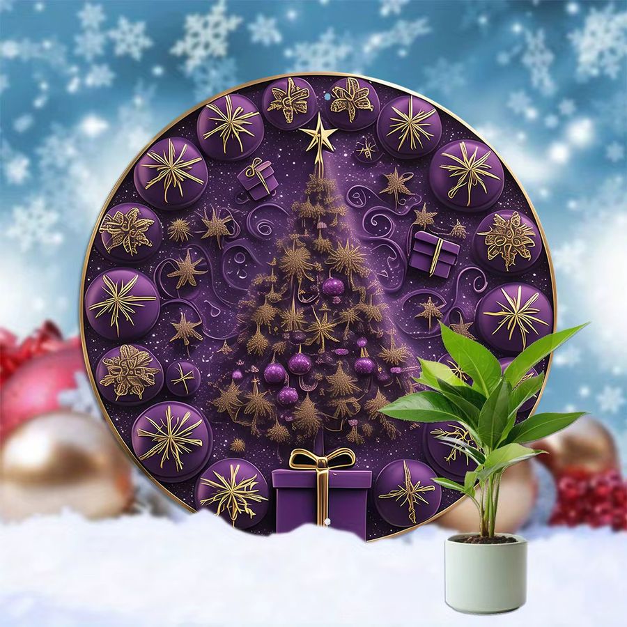 Potdemiel Aluminiumschild Weihnachtsbaum-Kranz in Lila, Durchmesser: 20,3 cm - Bild 2