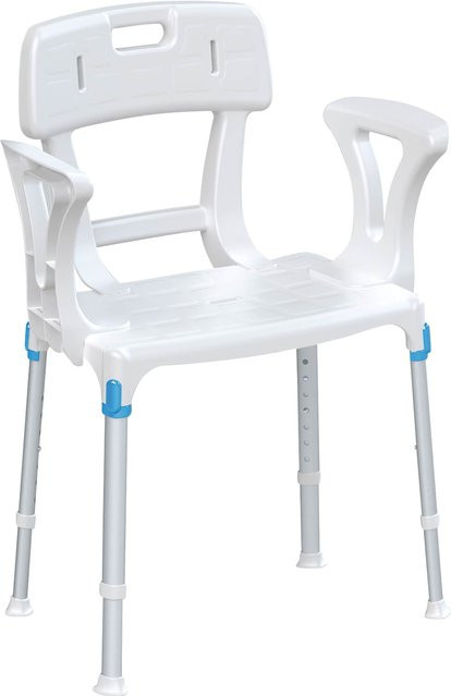 Duschhocker Laguna von RUSSKA mit Hygieneausschnitt, Armlehne und Rückenlehne in Weiß - Bild 1