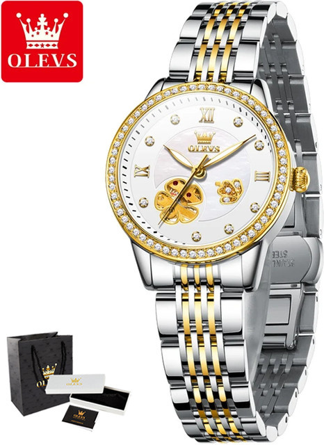 OLEVS Armbanduhr, Automatik, Edelstahl, Bicolor, Weiß, Damen - Bild 1