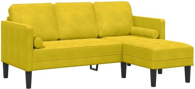 vidaXL Ecksofa Set in Gelb mit Kissen aus Samtstoff, Modernes L-Shape Sofa für dein Wohnzimmer - Bild 1