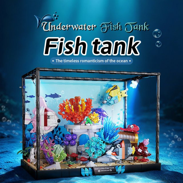 Unterwasserwelt-Aquarium-Baustein-Set, Meerestiere, 1318 Teile - Bild 1