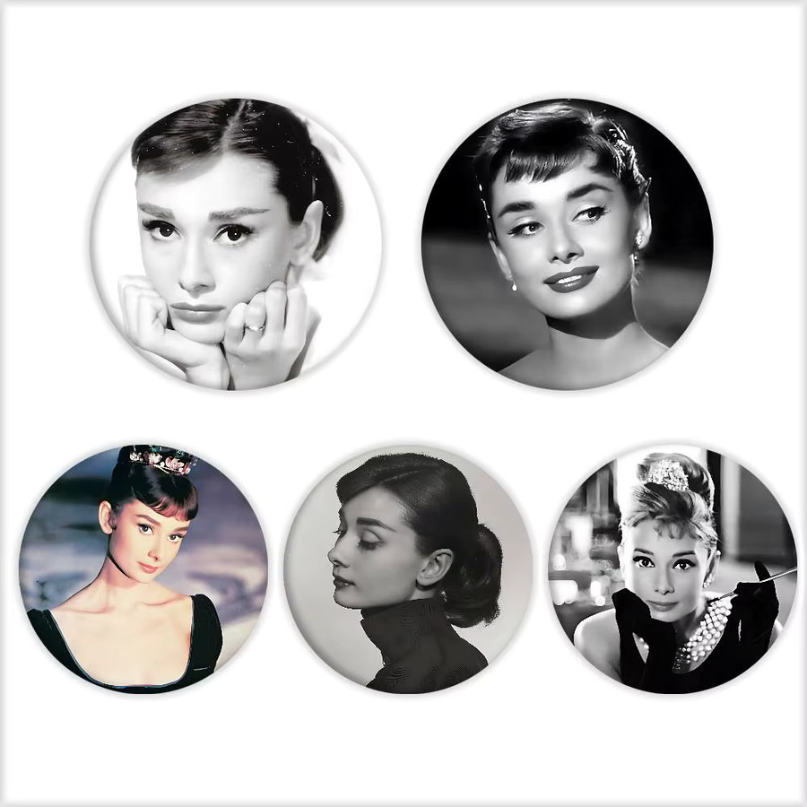 52TOYS Brosche Metall, Weißblech, A-Audrey H-Hepburn - Bild 6