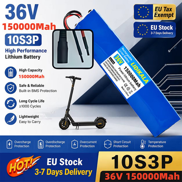 Original 10S3P 36V Elektroroller-Akkupack mit 150000mAh, 18650 Lithium-Akku für M365 in Blau - Bild 1